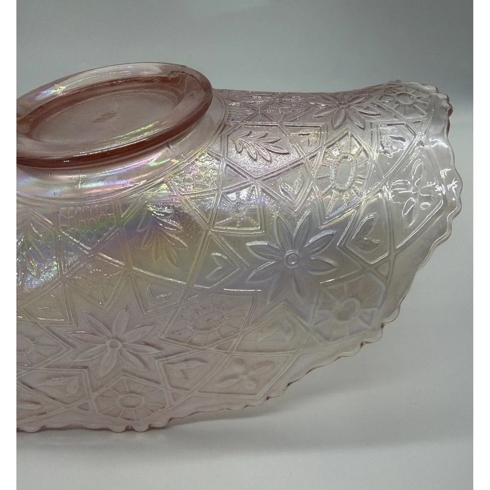 Lenox Imperial Glass Banana Boat,‎ Pink Iridescent Fruit Bowl, Hattie Pattern